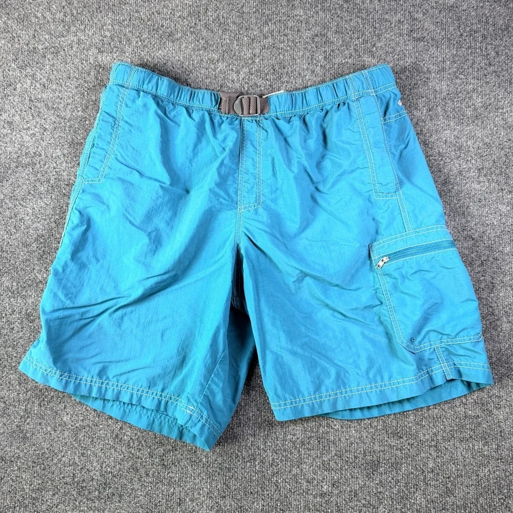 Columbia Omni Shield Swim Trunks Shorts Mens L Blue‎ 100% Nylon Sportswear Lined